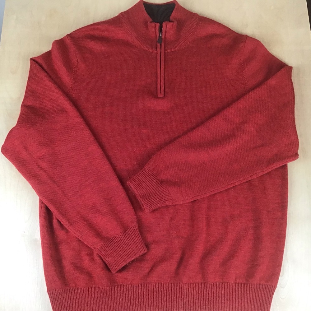 Vintage Brooks Brothers Mens XL Extra Fine Merino Wool Quarter Zip Sweater